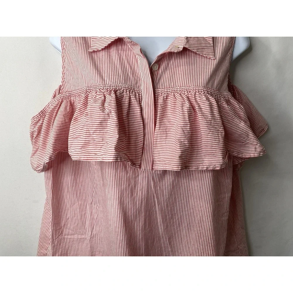 Michael Kors Womens Tiered Peplum Shirt Size XL Girl Next Door‎ Coastal Vacation